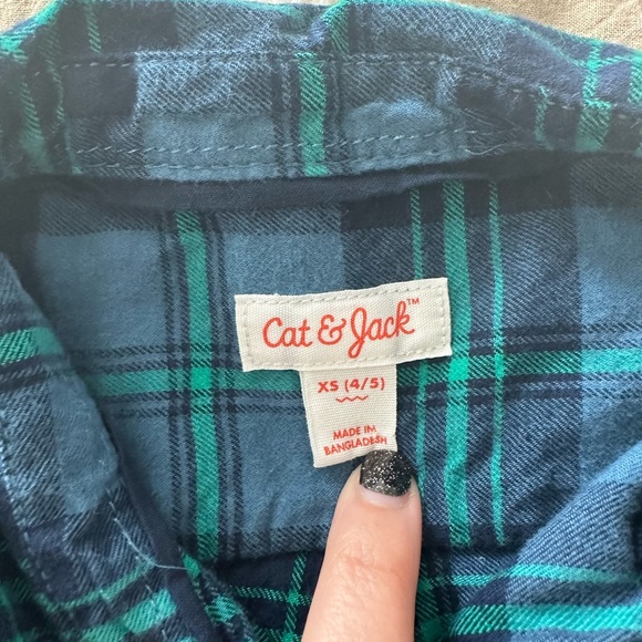 Cat & Jack Boys plaid blue and green long sleeve button down shirt XS (4-5) - Picture 4 of 4